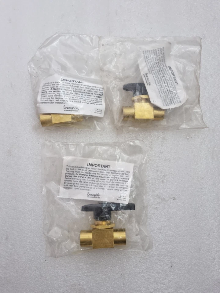 Lot Of 3 Pcs Swagelok B-43F4 Brass 40 Series Ball Valve New